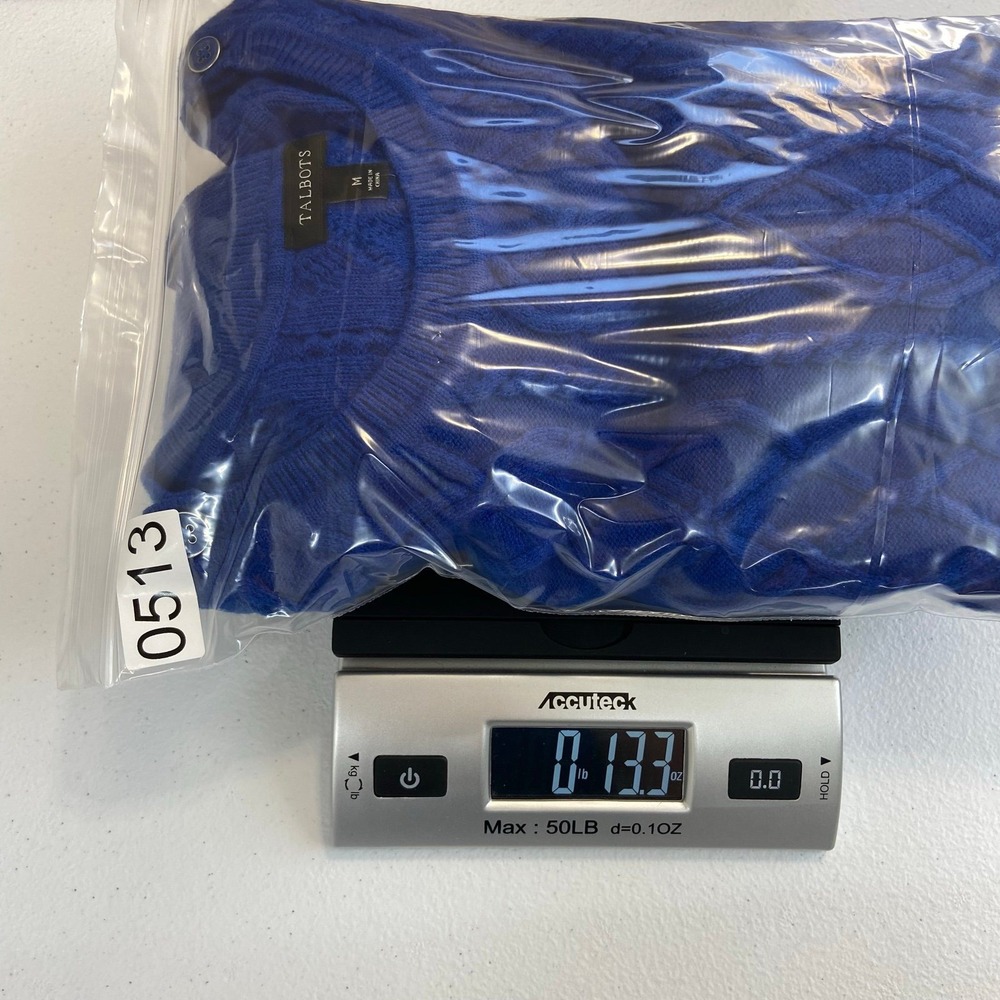 Talbots electric‎ blue cable knit button lambswool soft knit crewneck sweater M - Picture 8 of 8